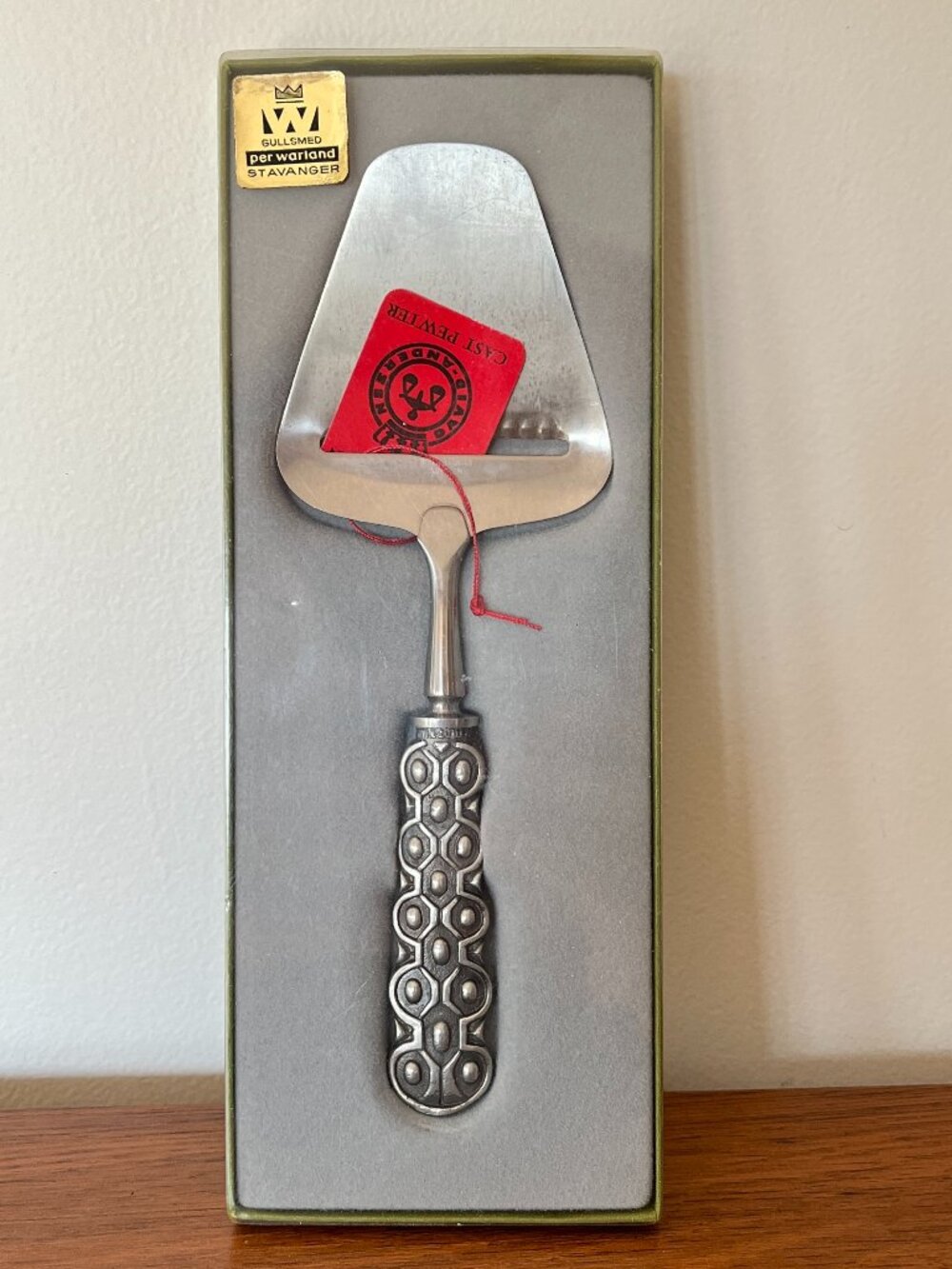 VTG David Andersen Norway Støpt Tinn Cast Pewter Cheese Slicer